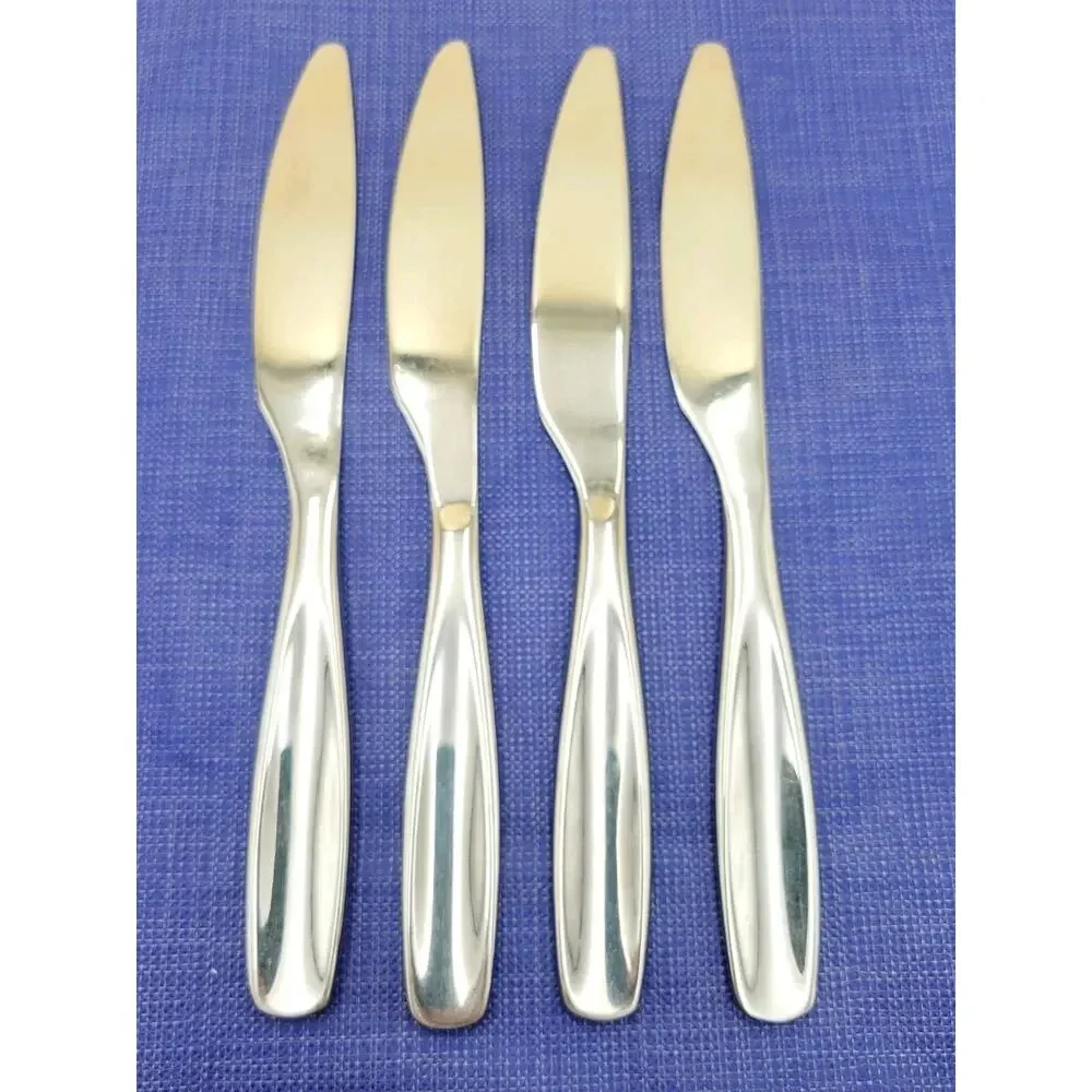 GS Gourmet Settings Set Of 4 Dinner Knives Concave GLOSSY Stainless